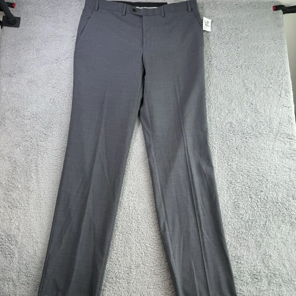 John Varvatos USA Pants Mens‎ 38 Gray Wool Blend Dress Slacks Unhemmed NWT
